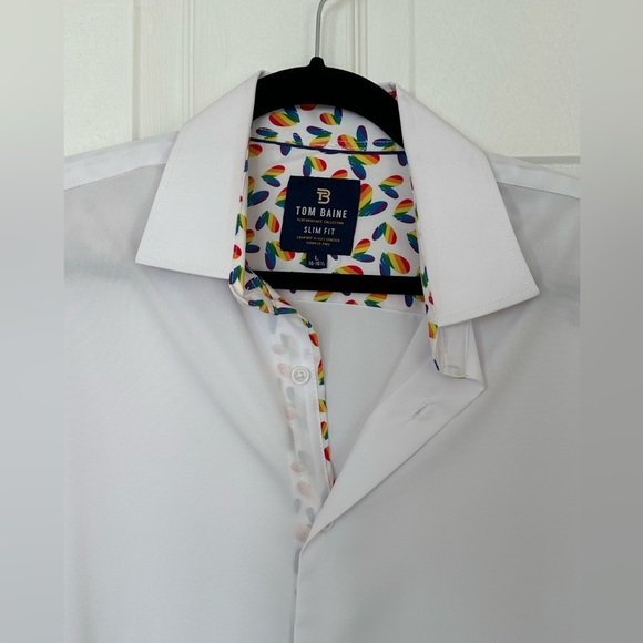 Pride Tom Baine White Button Up Dress Shirt - Picture 8 of 8